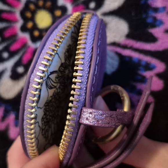 Vera Bradley Mallory Butterfly Bag Charm sparkling coin purse lilac shimmer - Picture 7 of 8